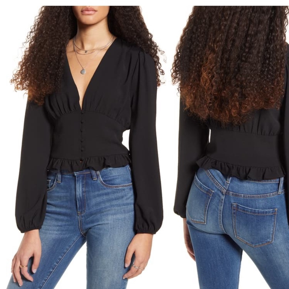 Black v-neck blouse